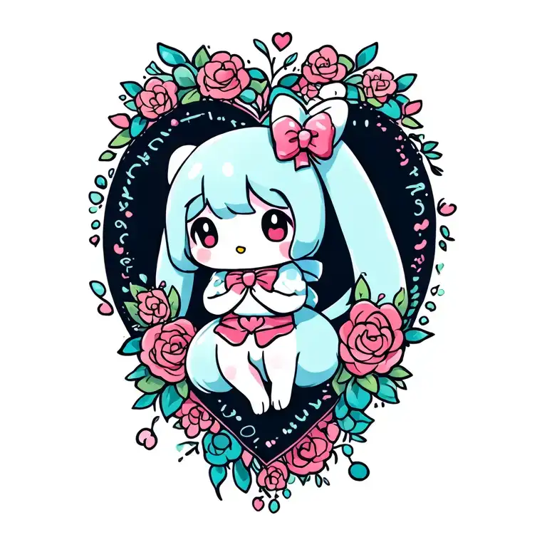 sanrio cinnamoroll in a heart tattoo design idea