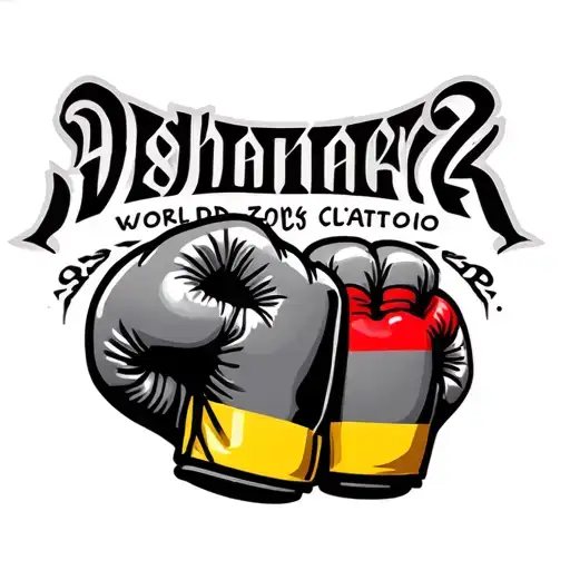 box glove and 2 world champion written with the romanian flag tattoo design idea