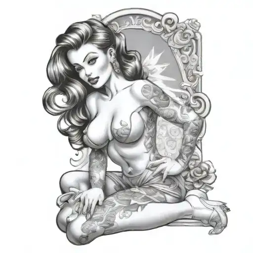 nsfw pinup wife tattoo design idea