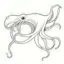 fine line simple squid tattoo design idea