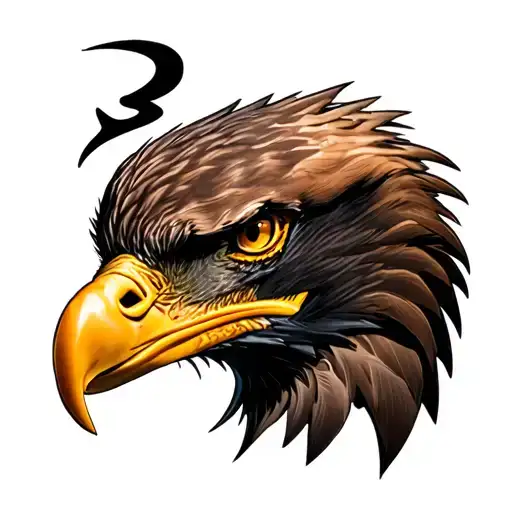 Bald Eagle Head in color turned to the right side tattoo design idea