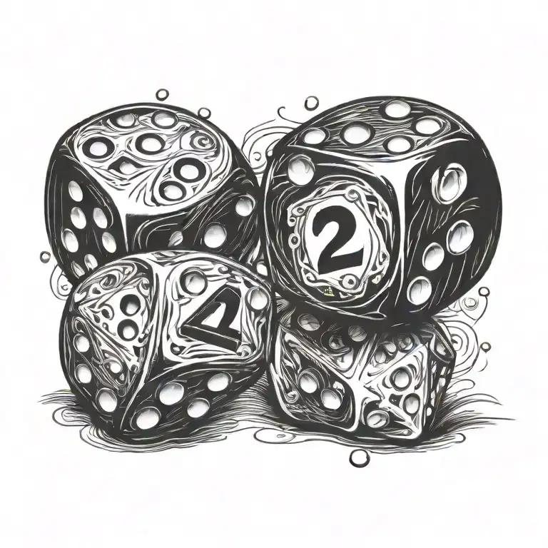 1 dice rolling one with number 2 tattoo design idea