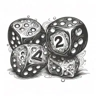 1 dice rolling one with number 2 tattoo design idea