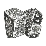 1 dice rolling one with number 2 tattoo design idea