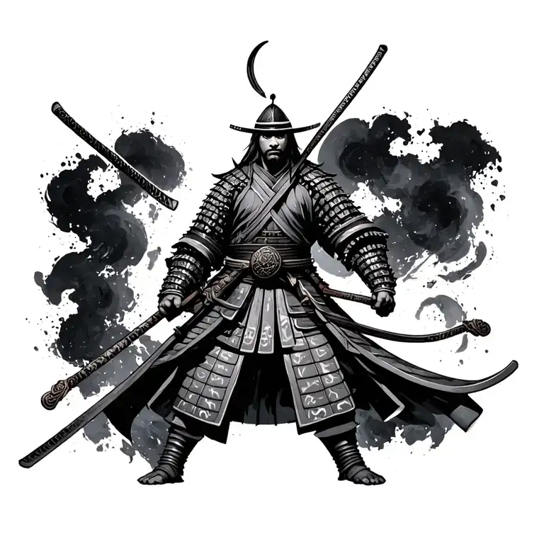 samurai warrior standing tattoo design idea