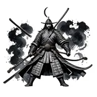 samurai warrior standing tattoo design idea