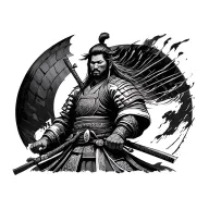 samurai warrior standing tattoo design idea