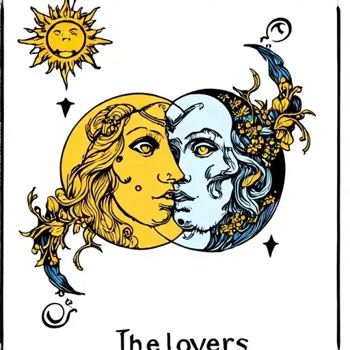 the lovers tarot card featuring the sun and the moon tattoo design idea