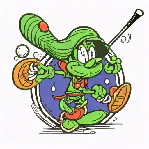 Marvin the Martian playing golf tattoo design idea