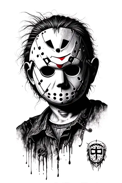chucky, Michael Myers, Jason Voorhees mask merged tattoo design idea