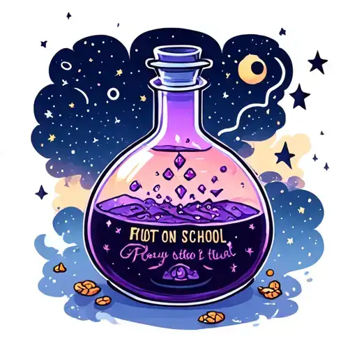 potion bottle filled night sky cute  tattoo design idea