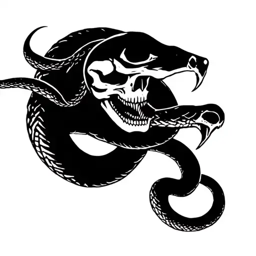 grim reaper and snake coiled tattoo design idea