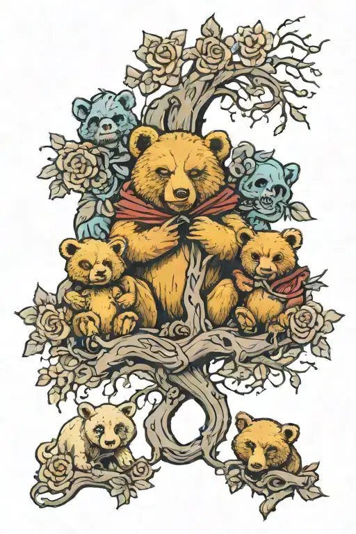 A LOTR ENT with Grateful Dead Bears family tattoo design idea