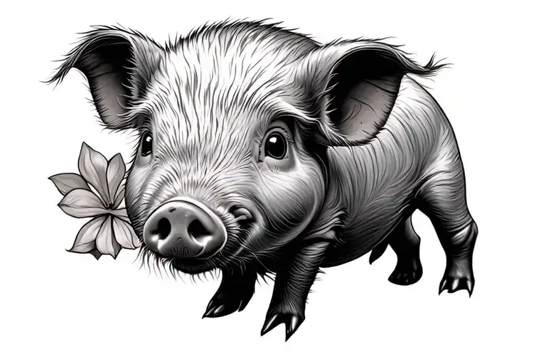 cute little piglet tattoo design idea