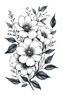 minimalist feminine tattoo design floral composition representing the family tattoo design idea