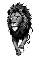 lion with semi oriental style tattoo design idea