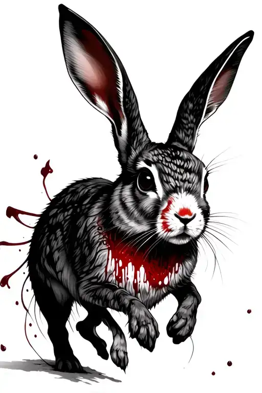 art Nouveau running bloody hare tattoo design idea