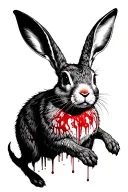 art Nouveau running bloody hare tattoo design idea