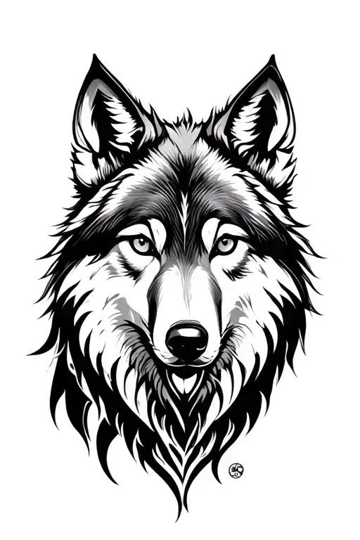 a fantasy wolf tattoo design idea