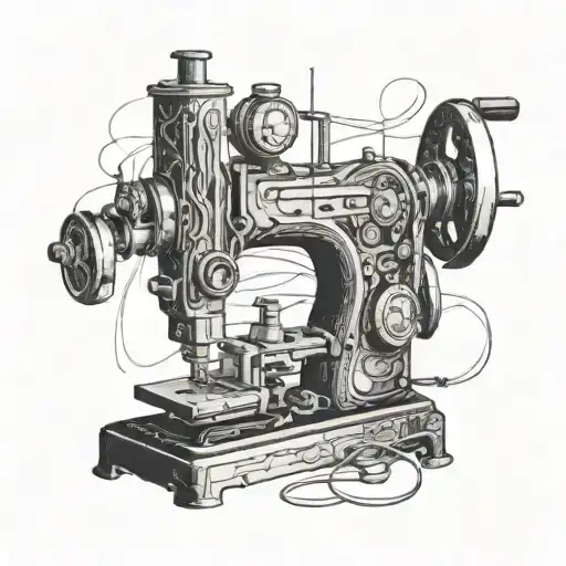 chemistry sewing machine tattoo design idea