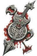 shivas trident with red stone and RED POWER DRUM    tattoo design idea