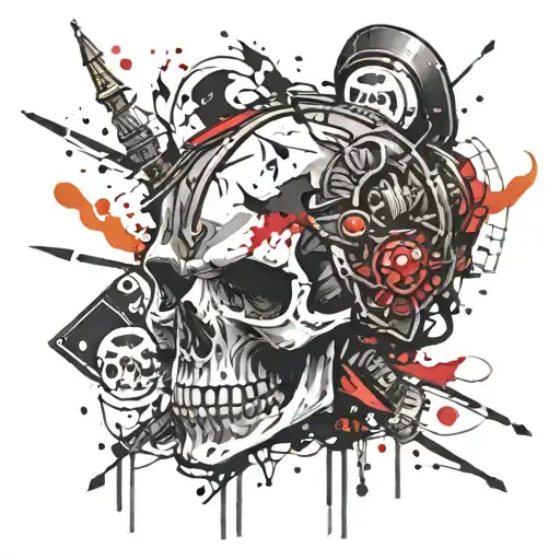 Knight head skull tattoo design idea