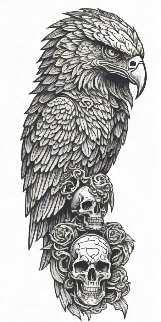 cyber angel eagle skull tattoo design idea