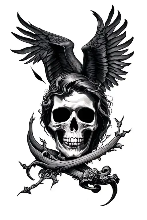 death, suicidal, dark side tattoo design idea