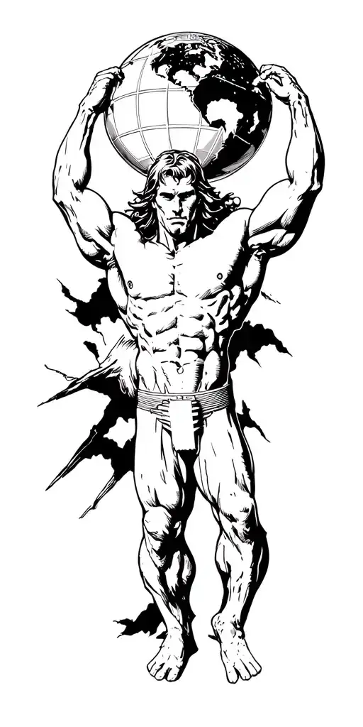 atlas titan holding world on his shoulders tattoo design idea