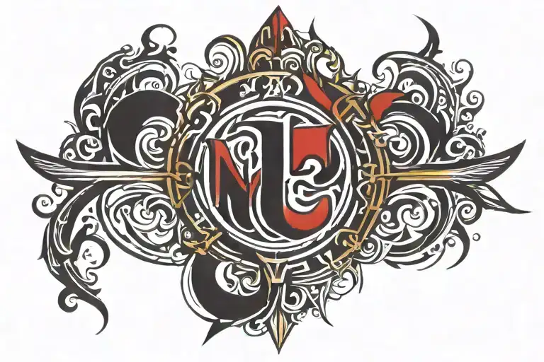 I need a tattoo with the colors red black and gold I want the words “Invictus”  in bold not too big right on the center  tattoo design idea