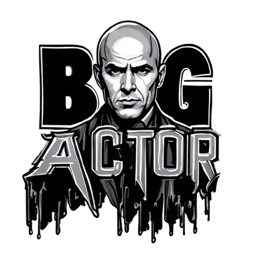 "big actor with bald head " theater stage tattoo design idea