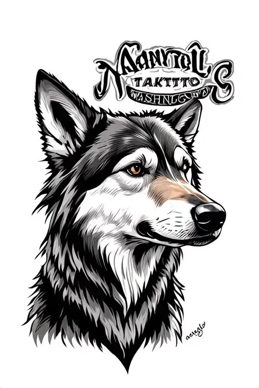 wolf dog, washington state addict tattoo design idea
