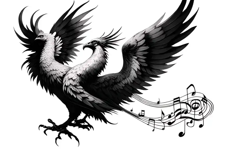Model 1: "The Symphony of the Phoenix" (Focus on Renaissance and Fluidity) Central Concept: Music as the guiding thread of your life tattoo design idea