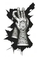 Shape and scale: The sketch is adapted for the hand, covers the area from the elbow to the hand, including smooth transitions to the hand. tattoo design idea
