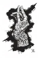 Shape and scale: The sketch is adapted for the hand, covers the area from the elbow to the hand, including smooth transitions to the hand. tattoo design idea