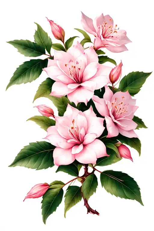 azaleas with leaves intertwined tattoo design idea