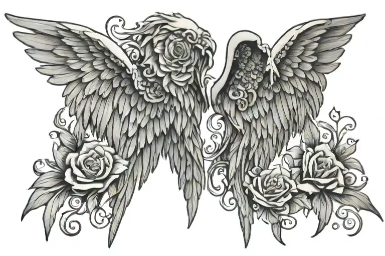 fallen angel wings tattoo design idea