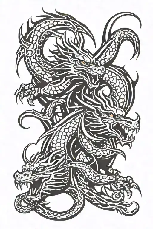 2 dragon with rat and chicken tattoo design idea