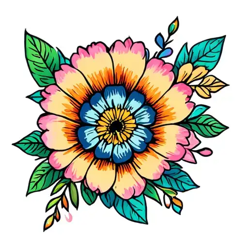 mexican culture november and march flower intertwined  tattoo design idea