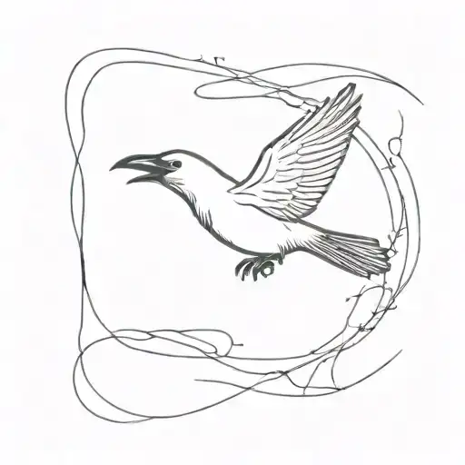 a crow flying tattoo design idea