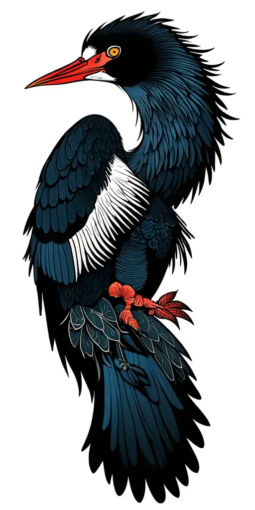 crane bird tattoo design idea