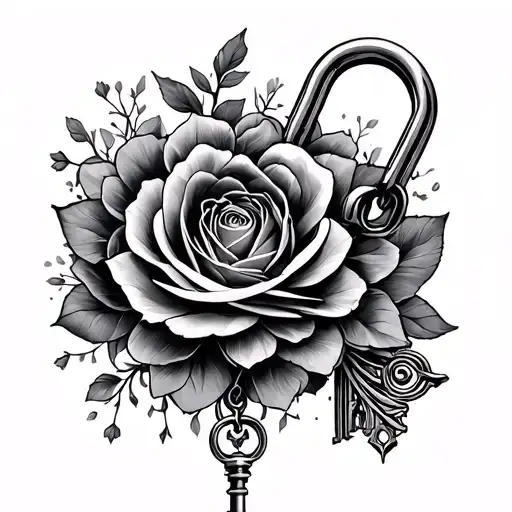 "Danisha" key intertwined with lock feminine love tattoo design idea