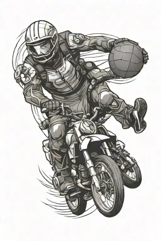 motorcycling skydiving basketball tattoo design idea