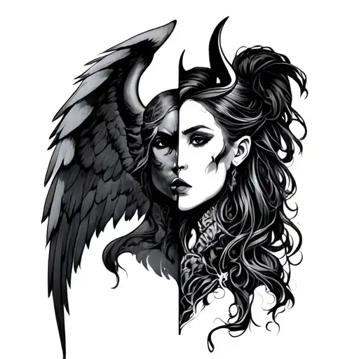 Half Angel Half Devil tattoo design idea