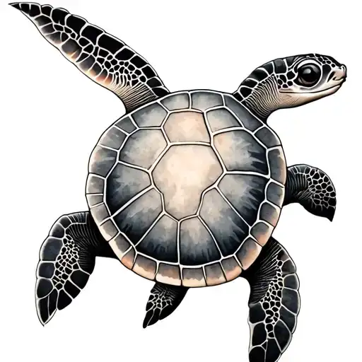 Watercolor Sea Turtle tattoo design idea