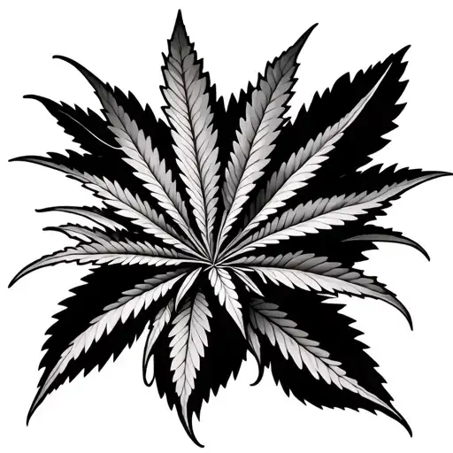 weed plant growing tattoo design idea