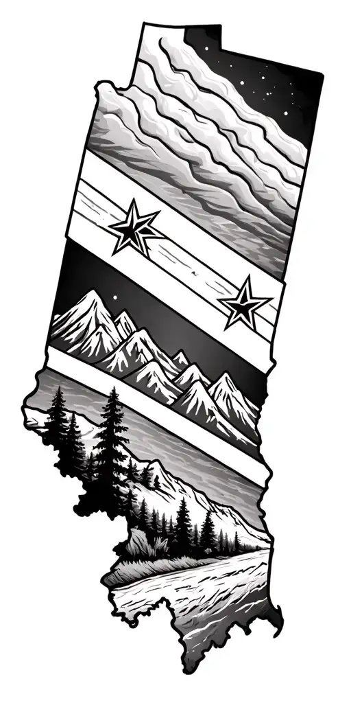 New Mexico, Indiana, stars, mountains, symbol representing my son and my daughter, symbol for new chapter in life tattoo design idea