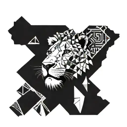 africa filled with lion head tattoo design idea