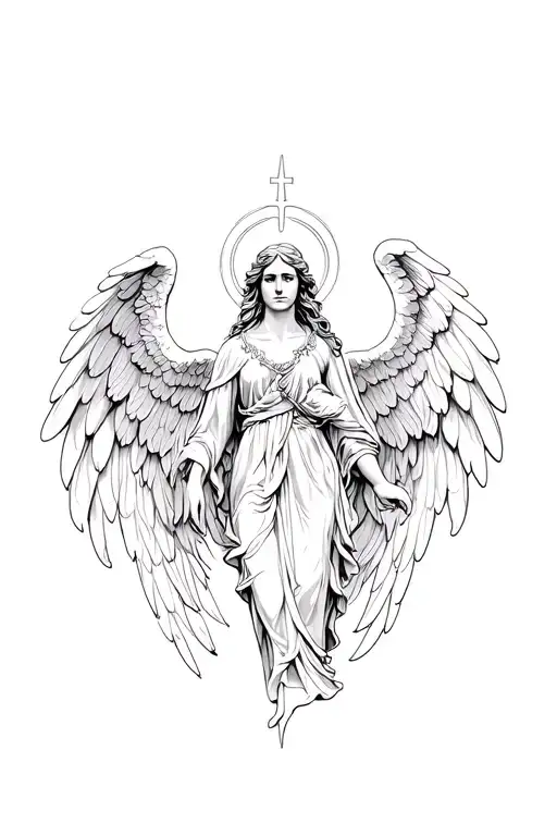 biblically accurate seraphim angel tattoo design idea