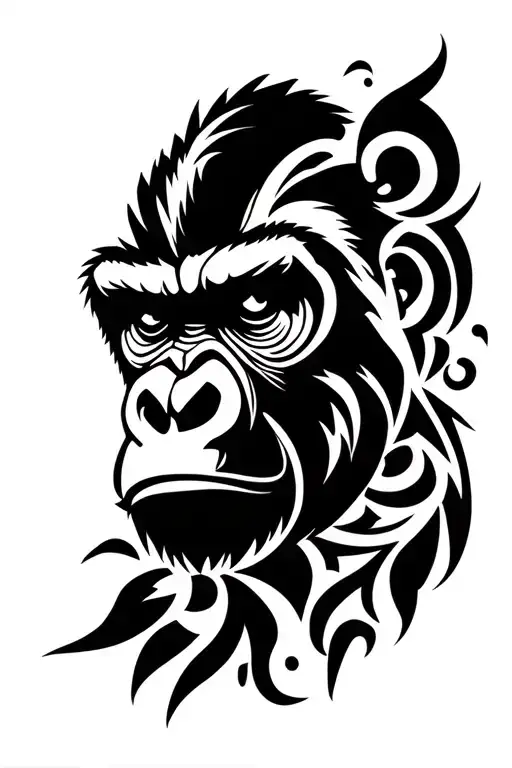 gorilla face tattoo design idea